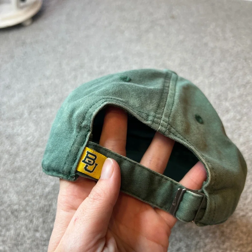 vtg Nike Baylor Bears Green‎ Baseball Cap Hat Men Adjustable Strap center y2k